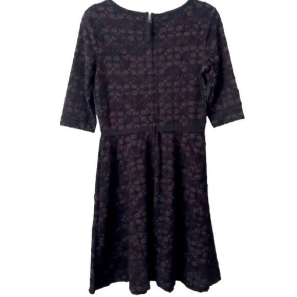 Max studio burgundy and black textured dress with elbow length sleeves small - Picture 2 of 8